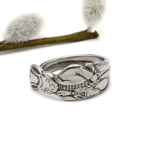 Rabbit silver spoon ring, Fun bunny spoon ring, Bunnykins stainless steel ring, Handmade  spoon rings