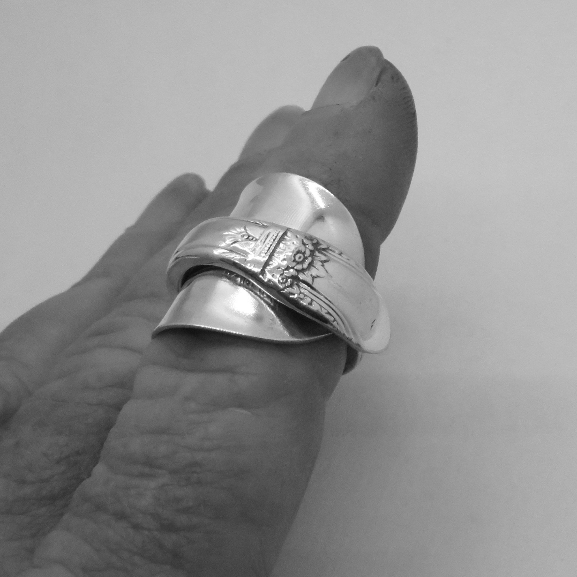 Türkis Löffel Ring 925 Sterling Silber - Sonnenblume Daumen Ring Für Frauen Vintage