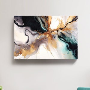 Canvas Marble Texture Gold Flakes Watercolor