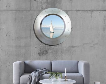 Porthole pared Arte metal impresión decoración lista para colgar