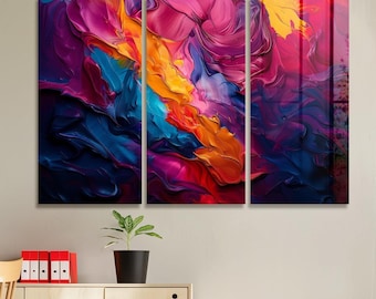 Abstract Oil Painting with Dark Colors Decor Glossy Fabric Abstract