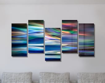 Large Abstract Metal Wall Art Decor Blue Lagoon