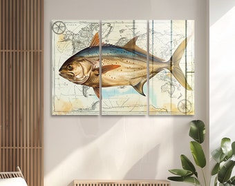 Vintage Fish Wall Art Metal Print Decor Ready