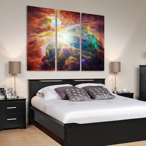 Space Wall Art Orion Nebula Ready to Hang Framed Space Art tryptich 3 Panel