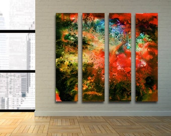 Enorme arte de pared colorido en paneles de aluminio
