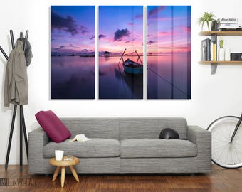 Morning Purple Sunset Wall Art Metal Print Decoración lista para colgar
