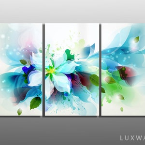 Multi Panel Flower Abstract Metal Wall Art Ready to Hang