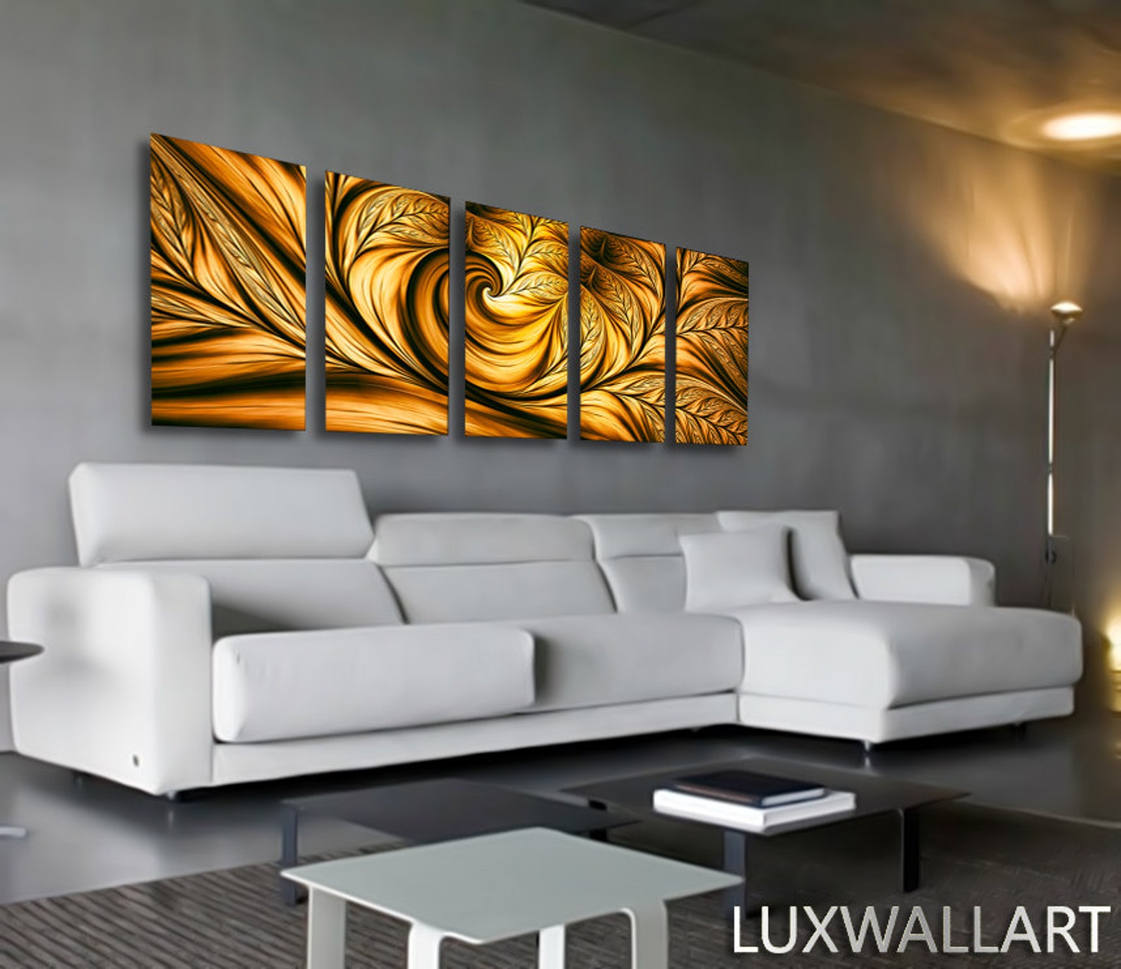 Gold Metal Contemporary Large Wall Art Photo Print Vibrant Etsy