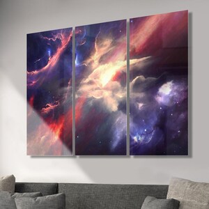 Space Galaxy Nebula Artwork Wall Art Triptych 3 Panel Ready to Hang - Etsy