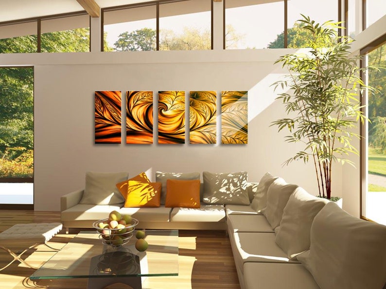 Gold Metal Contemporary Large Wall Art Photo Print Vibrant Etsy