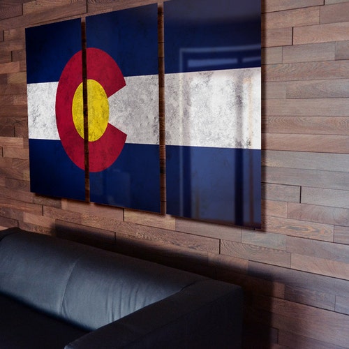 Colorado State Flag Wall Poster Art Hanging Rustic Etsy