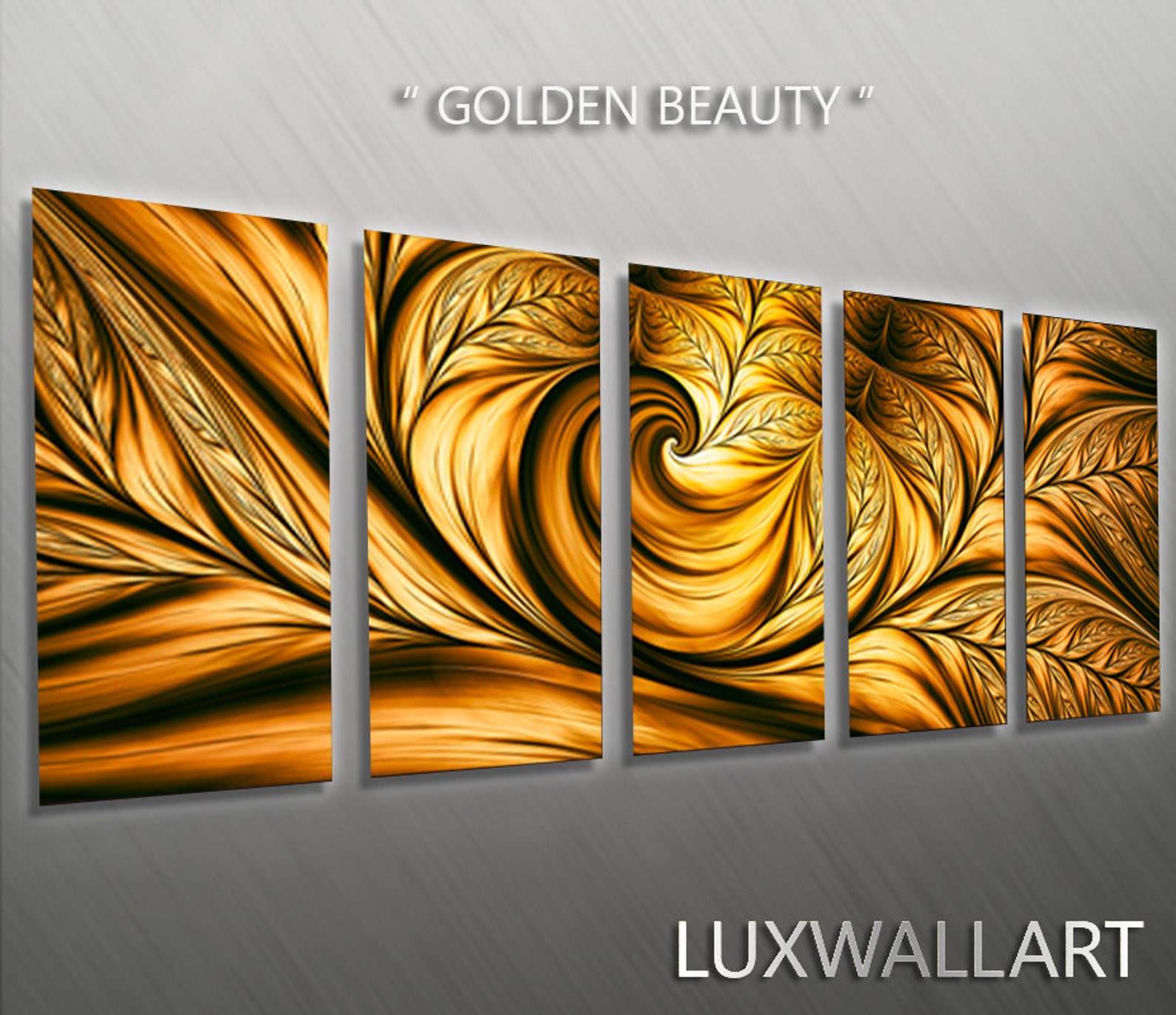 Gold Metal Contemporary Large Wall Art Photo Print Vibrant Etsy