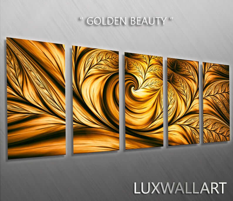 Gold Metal Contemporary Large Wall Art Photo Print Vibrant Etsy