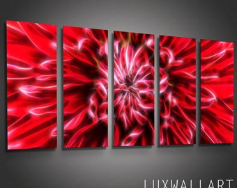 Abstracto Metal Pared Arte Flor Roja
