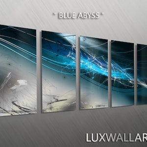 Abstract Modern Contemporary Industrial Wall Art - Ocean Blue Abyss