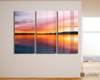 Orange Sunset Wall Art Metal Print Decoración Lista para colgar