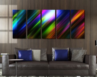 Large Abstract Metal Wall Art Decor RainBow Colors