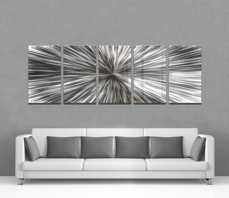Silver Burst Large Metal Wall Art Decor Energy Etsy
