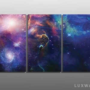 Nebula Space Triptych Metal Wall Art Ready to Hang