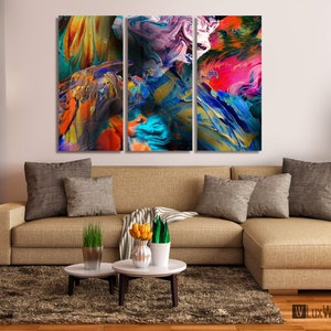 Abstract Paint 3 Panels Wall Art Metal Print Decor Ready to Hang