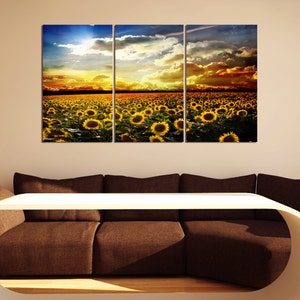Sunflowers Triptych Metal Wall Art Ready to Hang Framed Not - Etsy