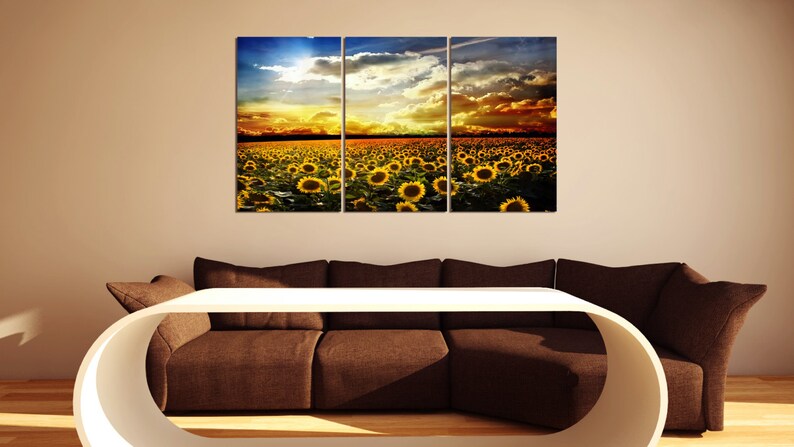 Sunflowers Triptych Metal Wall Art Ready to Hang Framed Not - Etsy