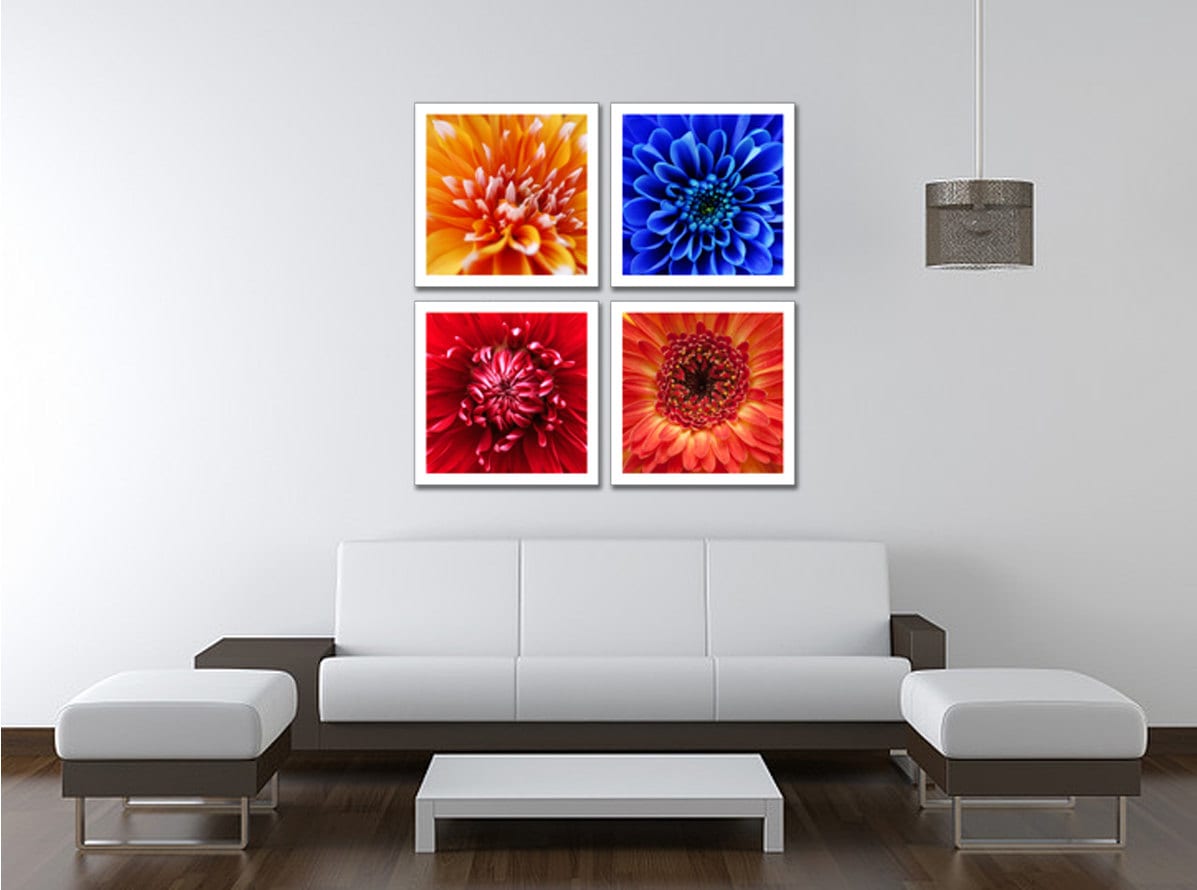 4 Piece Flower Collage Wall Art Photography Metal Prints With Etsy