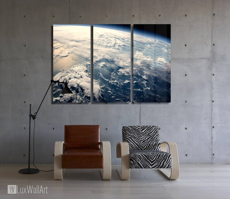 Planet Earth Seen From Space Wall Art Metal Print Decor Ready to Hang image 2