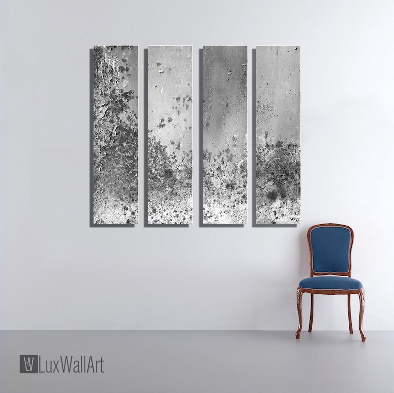 Silver Large Vertical Thin Panel Metal Abstract Wall Art