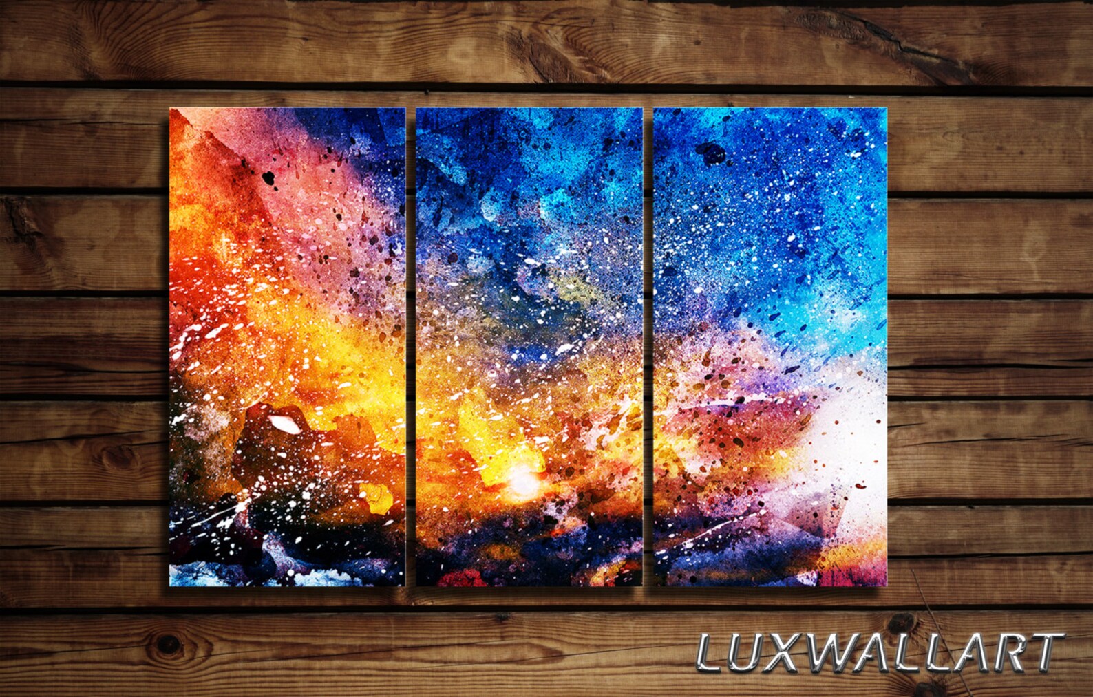 Abstract Colorful Splash Wall Art Triptych Etsy