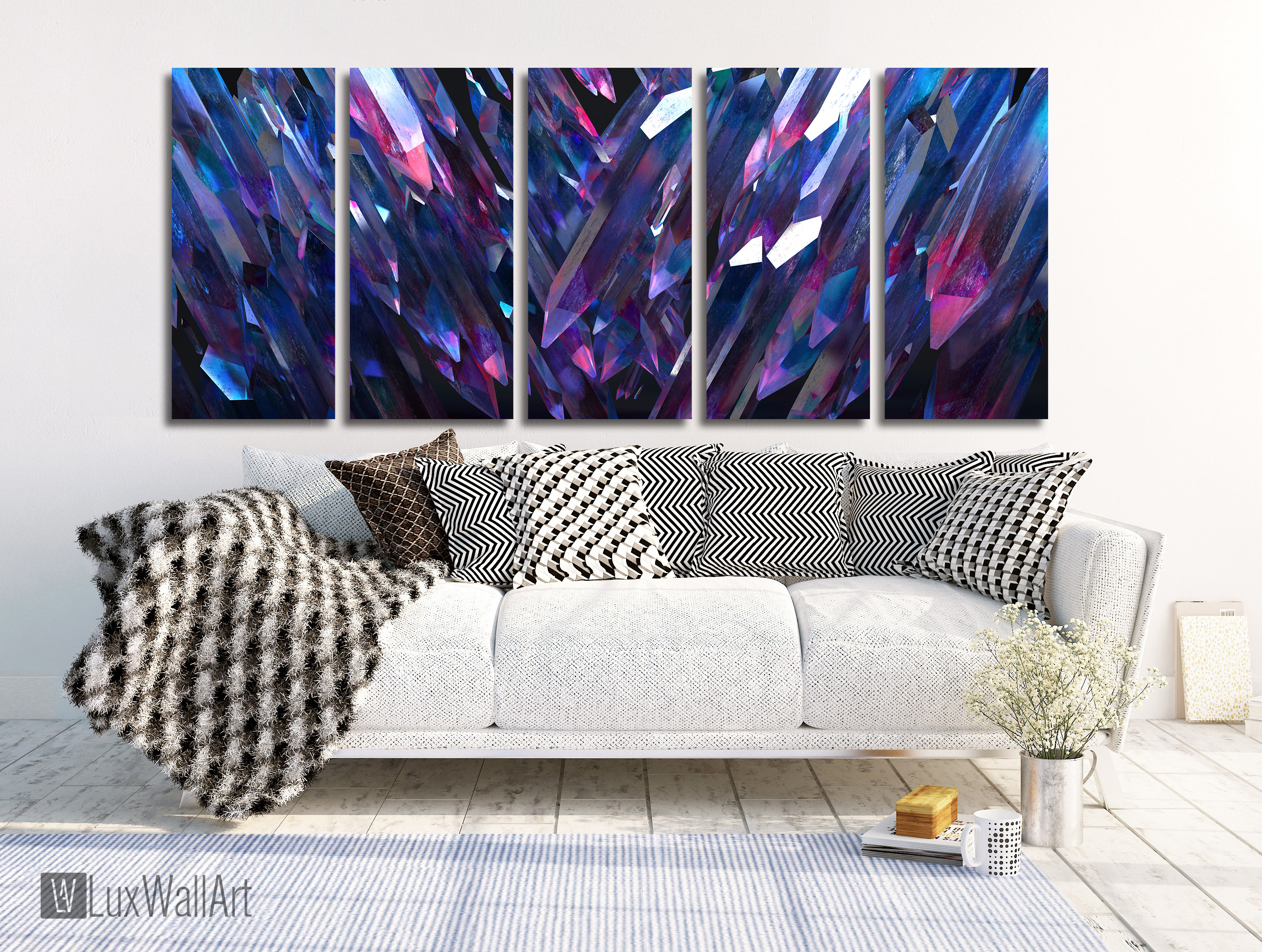 Large Abstract Metal Wall Art Decor Crystals | Etsy