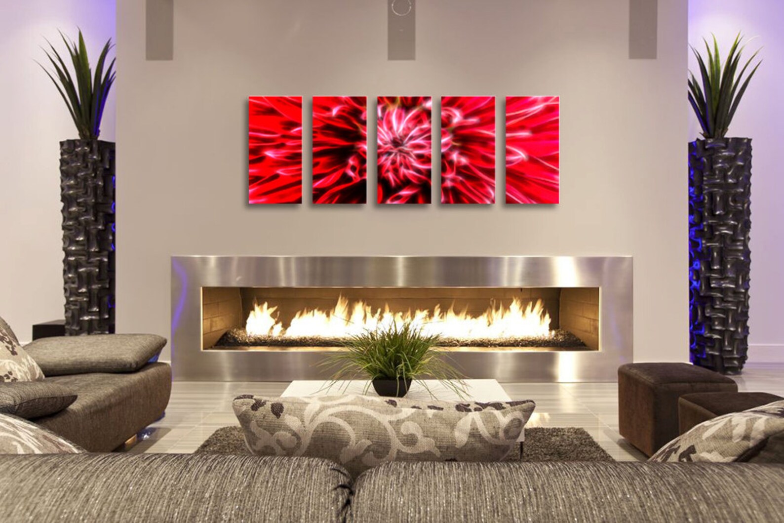 Abstract Metal Wall Art Red Flower Etsy Canada