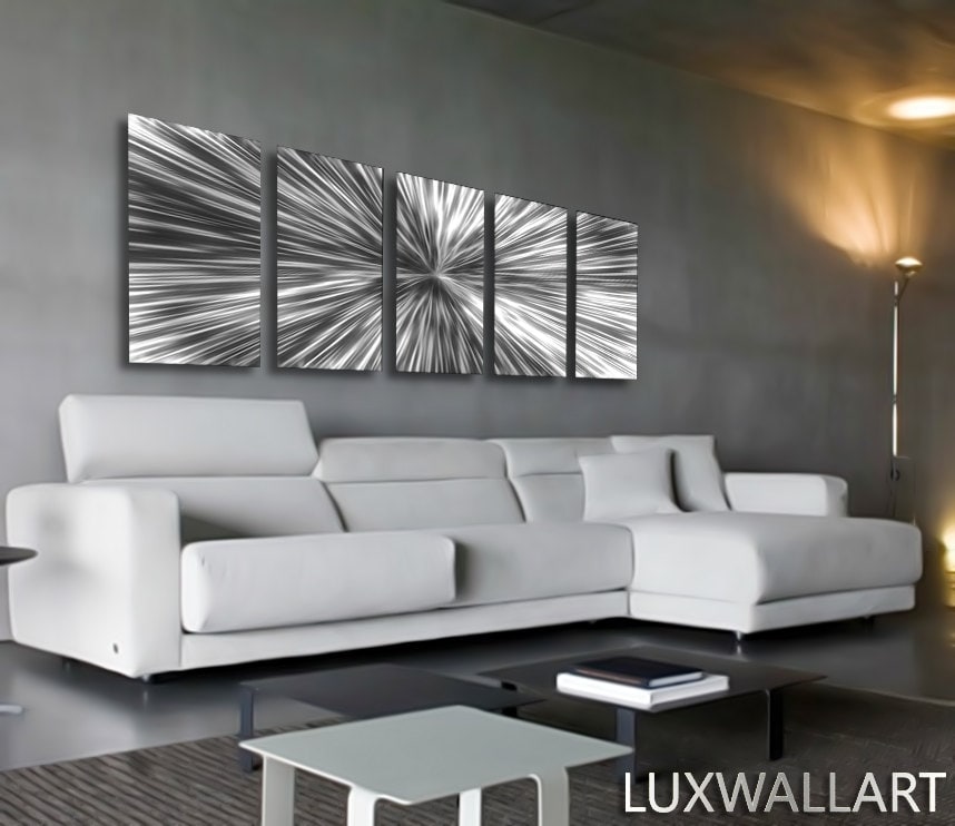 Silver Burst Large Metal Wall Art Decor Energy Etsy