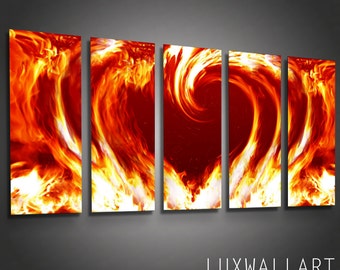 Pared de metal Arte Lienzo Abstracto Pintura contemporánea moderna Escultura Decoración del hogar Corazón de fuego