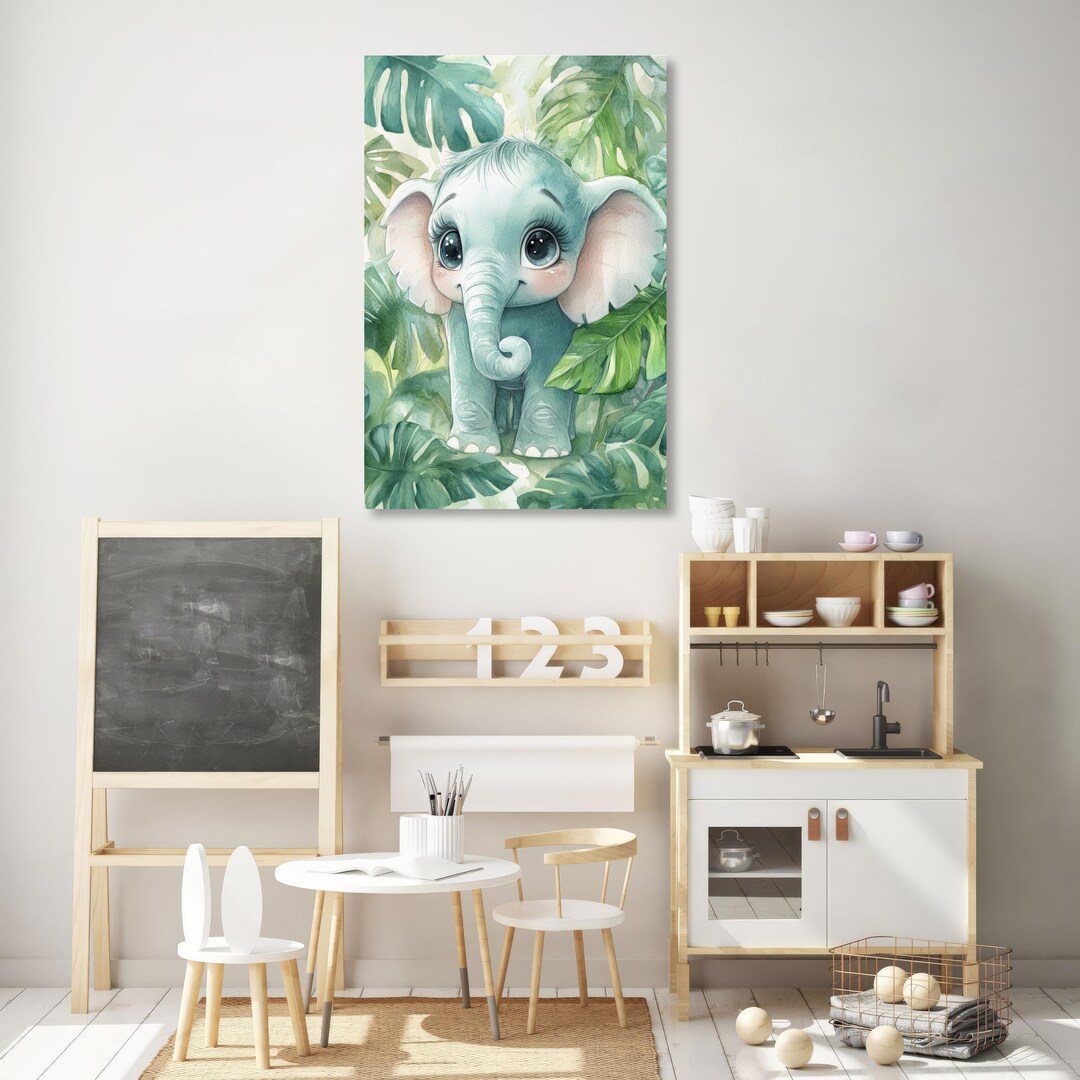 Nursery Baby Elephant Wall Art Metal Print Decor - Etsy