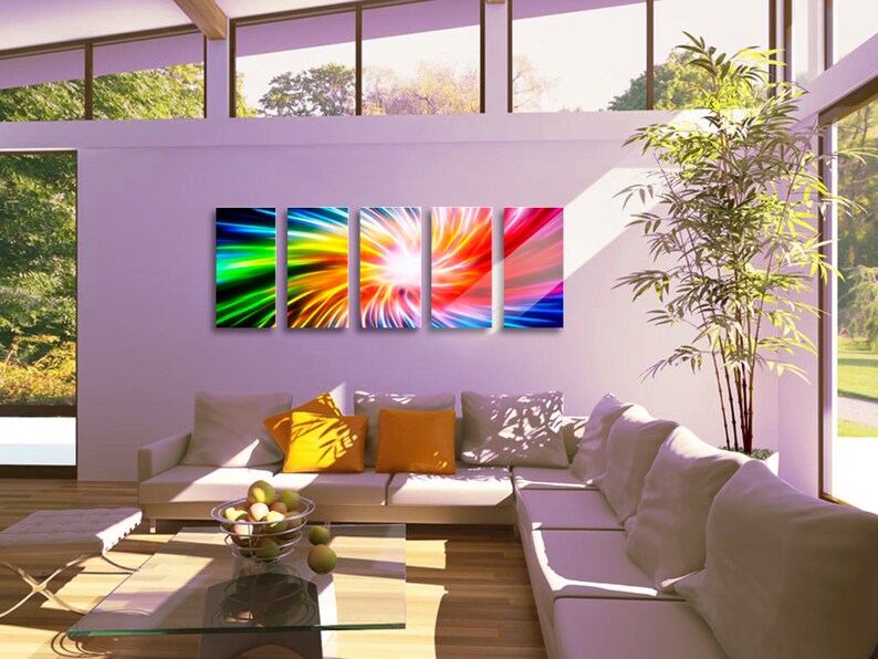 Metal Wall Art Canvas Abstract Modern Contemporary Home Decor Etsy