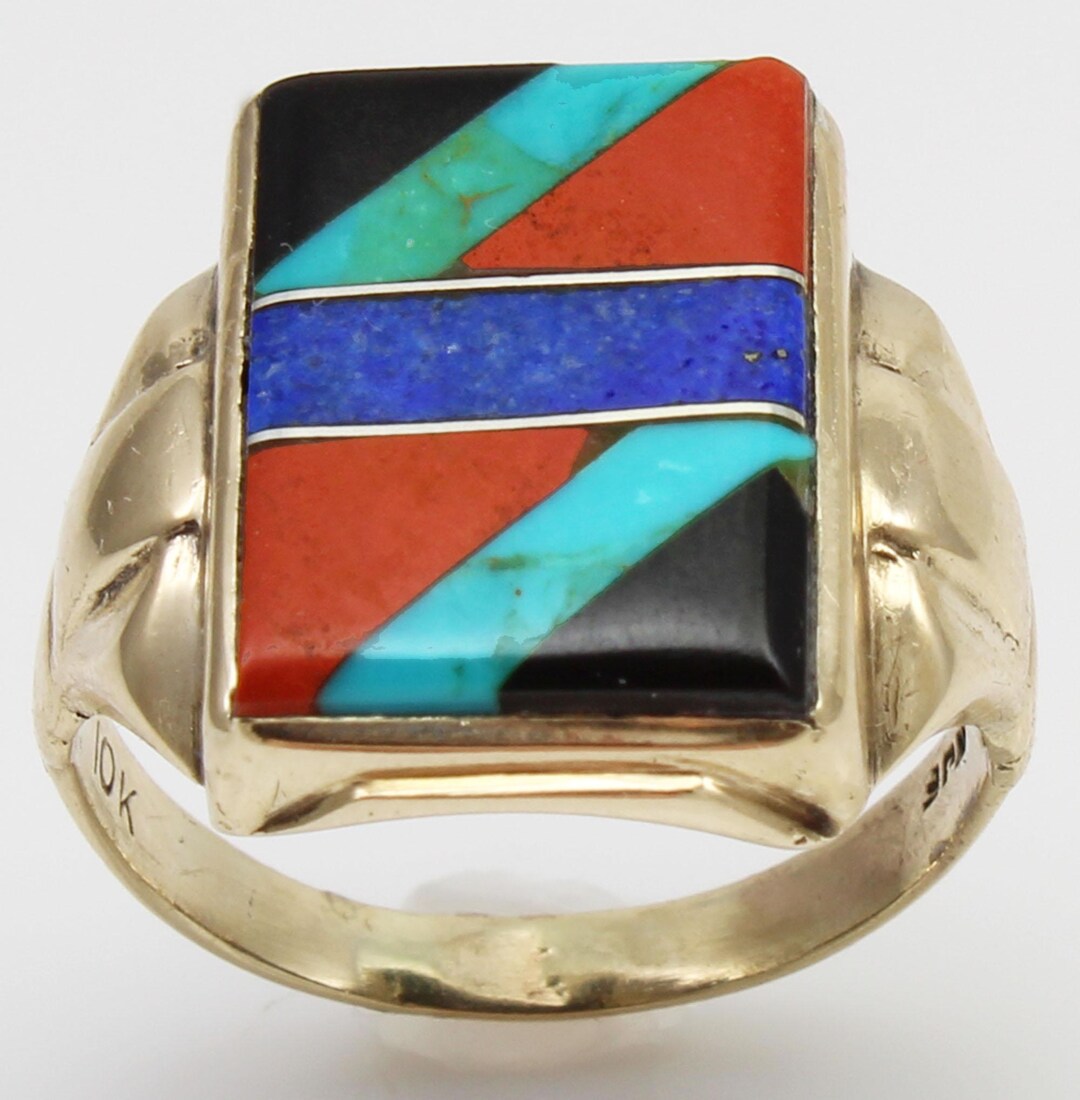 Antique 1920's Art Deco Natural Lapis Lazuli Red Jasper Turquoise ...