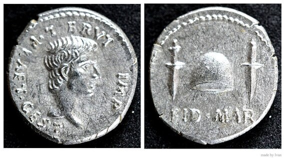Eid Mar Roman Coin 20-G Brutus Roman Empire Assassination of Julius Caesar,