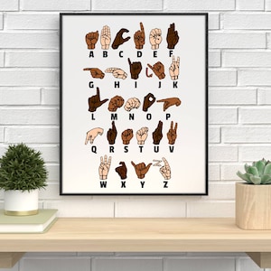 American Sign Language Poster | ASL Alphabet | Instant DIGITAL DOWNLOAD Printable Wall Art |Neutral Classroom Decor| abc Print | Homeschool