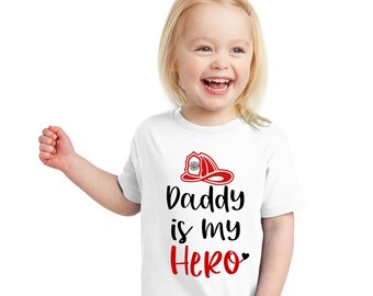 Papa is mijn held brandweerman peuter T-shirt of baby, brandweerman brandweervrouw cadeau Childrens tshirt, Kids baby jongen meisje shirt bodysuit