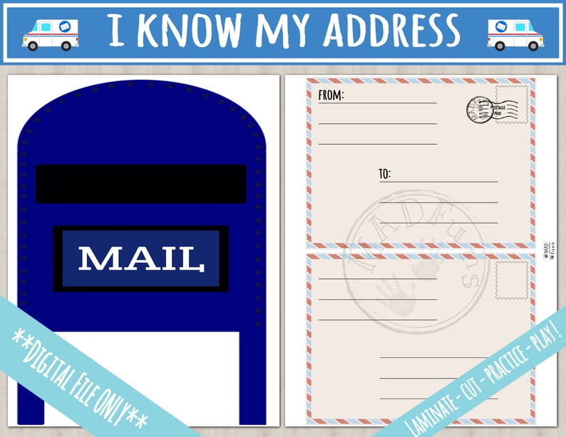 I Know My Address Printable Activity Post Office Play Busy Etsy