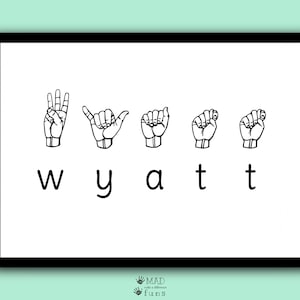 American Sign Language Custom Name Print | ASL 8x10 | Instant DIGITAL DOWNLOAD | Personalized Printable Wall Art | Classroom, Nursery Decor