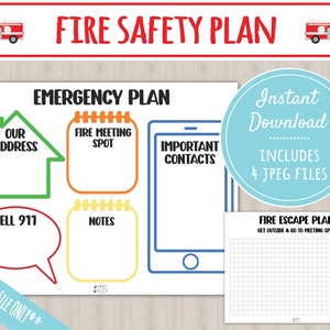 Fire Escape Plan | Family Safety Plan | Learn Fire Safety | Kids Activity | Printable Digital Download | Safe Kids Games | Teach Home Safety