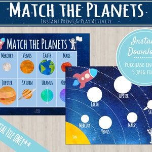 Planets Activity For Toddler | INSTANT PRINTABLE DOWNLOAD | Planet Matching Game | Learn Solar System | Busy Binder Activities | Montessori