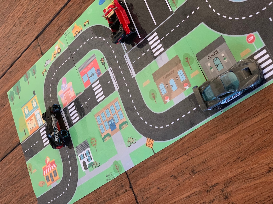 Toy Car Play Mat INSTANT PRINTABLE DOWNLOAD Kids Road Map Etsy