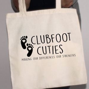 Clubfoot Cuties Tote Bag | Clubfoot Awareness | Clubfoot Cutie Mom Dad Gift Bag | Talipes Equinovarus | Ponseti Method | Clubfoot Baby Gift
