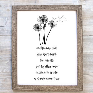 On the Day That You Were Born Print | Digital Download| Baby Room Quote| Printable Wall Art | Dream Come True Boy Girl Nursery Decor | 8x10