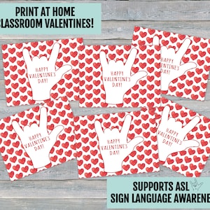Fröhliche Valentinstag Karten Ich liebe dich ASL Gebärdensprache Klassenzimmer |DIGITAL DOWNLOAD|  Kinder Gehörlosen Dolmetscher Lehrer Schulklasse