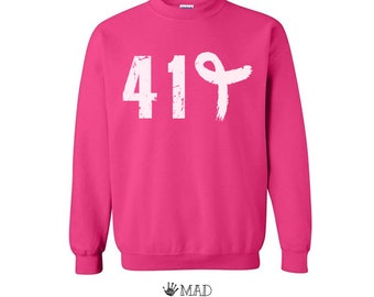 419 Findlay Northwest Ohio Breast Cancer Awareness Ribbon Sweatshirt | Adult or Toddler Crewneck | Breast Cancer Support Gift for Fighter