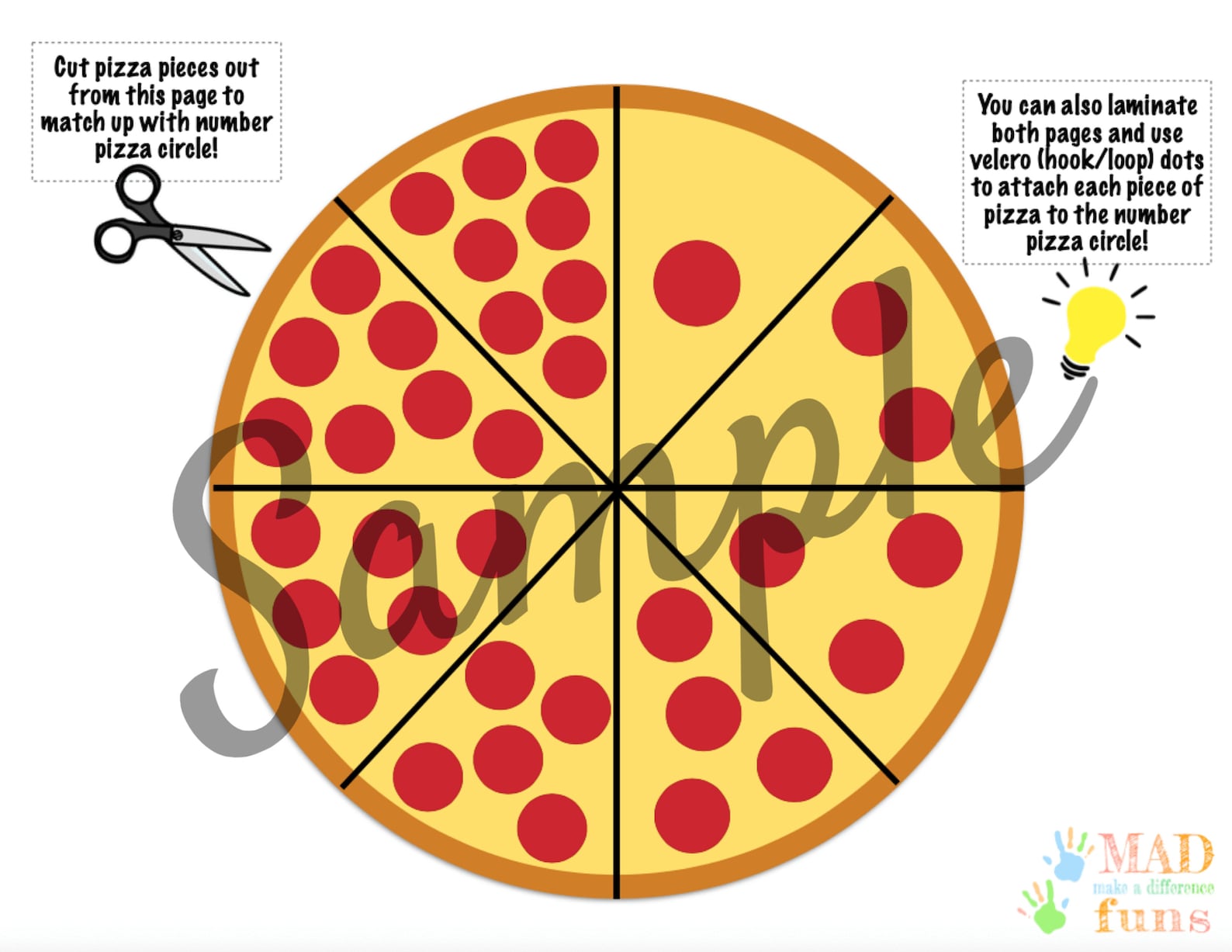 Pizza Count and Match Activity Printable INSTANT DOWNLOAD Etsy